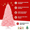 7.5FT Pink Artificial Christmas Tree Hinged Spruce Full Xmas Tree with Foldable Metal Stand