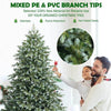 7FT Artificial Christmas Tree Feel Real Unlit Spruce Hinged Xmas Tree with 1260 Mixed PE PVC Branch Tips & Metal Stand