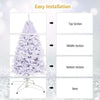 6FT White Hinged Artificial Christmas Tree with Metal Stand