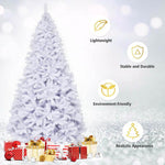 9FT Unlit White Artificial Christmas Tree with Metal Stand, 2132 PVC Branch Tips, Premium Hinged Spruce Xmas Full Tree for Indoor Holiday Decor