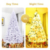 9FT Unlit White Artificial Christmas Tree with Metal Stand, 2132 PVC Branch Tips, Premium Hinged Spruce Xmas Full Tree for Indoor Holiday Decor