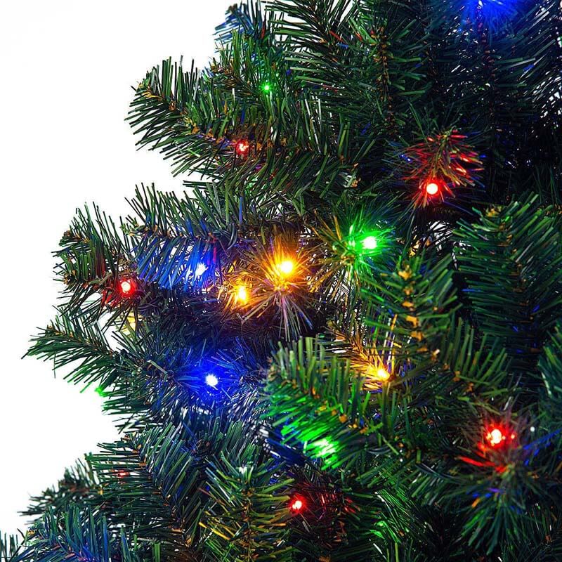 7.5FT Pre-Lit Artificial Christmas Tree Premium Spruce Xmas Tree with 550 Multicolor Lights & Metal Stand