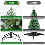 7FT Artificial Christmas Tree Feel Real Unlit Spruce Hinged Xmas Tree with 1260 Mixed PE PVC Branch Tips & Metal Stand