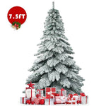 7.5FT Snow Flocked Artificial Christmas Tree Hinged Alaskan Pine Xmas Tree with 1313 PVC Branch Tips & Solid Metal Stand for Outdoor Indoor Use