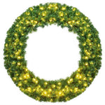 48" Pre-lit Cordless Artificial Christmas Wreath 714 Branch Tips with 200 LED Lights & Timer, Hanging Xmas Decor for Home Front Door Wall