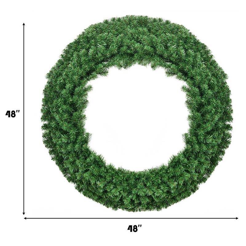 48" Pre-lit Cordless Artificial Christmas Wreath 714 Branch Tips with 200 LED Lights & Timer, Hanging Xmas Decor for Home Front Door Wall