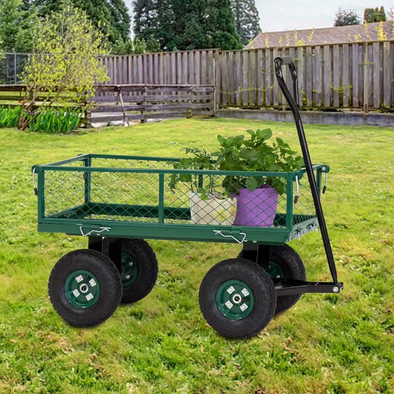 Bestoutdor Heavy Duty Garden Cart Steel Wagon Yard Utility Cart with Handle & Removable Sides