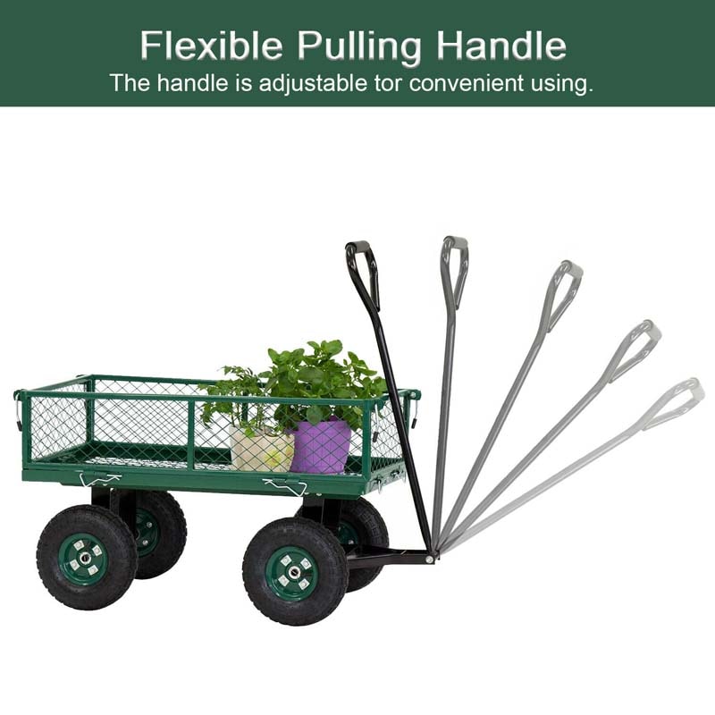 Bestoutdor Heavy Duty Garden Cart Steel Wagon Yard Utility Cart with Handle & Removable Sides