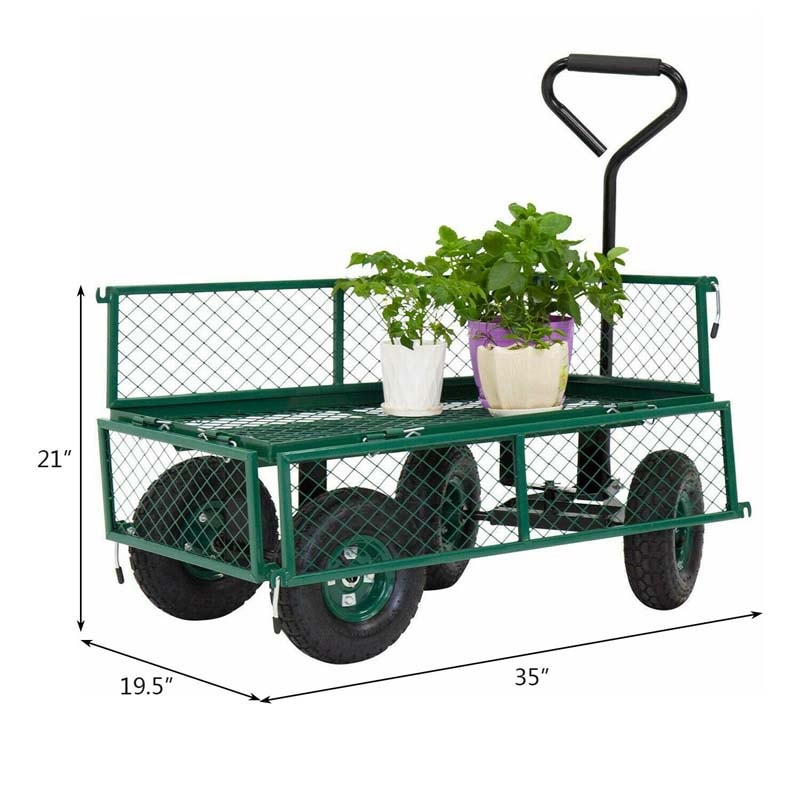 Bestoutdor Heavy Duty Garden Cart Steel Wagon Yard Utility Cart with Handle & Removable Sides