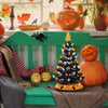 15 Inch Hand-Painted Black Tabletop Ceramic Halloween Tree with 12 Built-in Lights