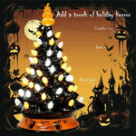 15 Inch Hand-Painted Black Tabletop Ceramic Halloween Tree with 12 Built-in Lights