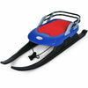 Kids Folding Snow Sled with Leather Cushioned Seat, Ski Sled Snow Racer Sled with Tow Rope