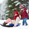 Kids Folding Snow Sled with Leather Cushioned Seat, Ski Sled Snow Racer Sled with Tow Rope