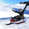 Kids Ski Board Snow Racer Sled with Steering Wheel and Double Brakes Pull Rope