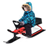 Kids Ski Board Snow Racer Sled with Steering Wheel and Double Brakes Pull Rope