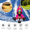 Kids Ski Board Snow Racer Sled with Steering Wheel and Double Brakes Pull Rope