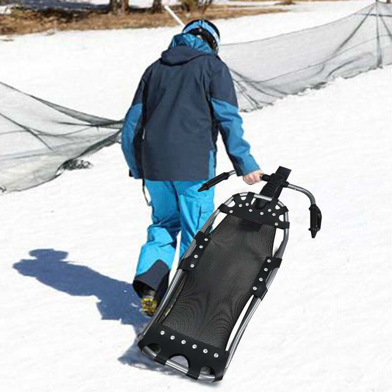 Snow Racer Sled 54” Kids Ski Sled Slider Board with Textured Grip Handles & Ergonomic Nylon Mesh Seat