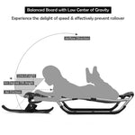 54" Snow Racer Sled, Ski Sled Slider Board with Textured Grip Handles & Ergonomic Mesh Seat for Kids Ages 12+, Adults