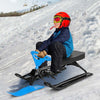 Kids Snow Racer Sled with Steering Wheel and Double Brake System