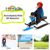 Kids Snow Racer Sled with Steering Wheel and Double Brake System