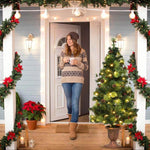 4FT Pre-Lit Entrance Christmas Tree with 60 Warm LED Lights, Red Berries & Pine Cones, Porch Xmas Tree for Indoor Outdoor Holiday Decors