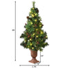 4FT Pre-Lit Entrance Christmas Tree with 60 Warm LED Lights, Red Berries & Pine Cones, Porch Xmas Tree for Indoor Outdoor Holiday Decors