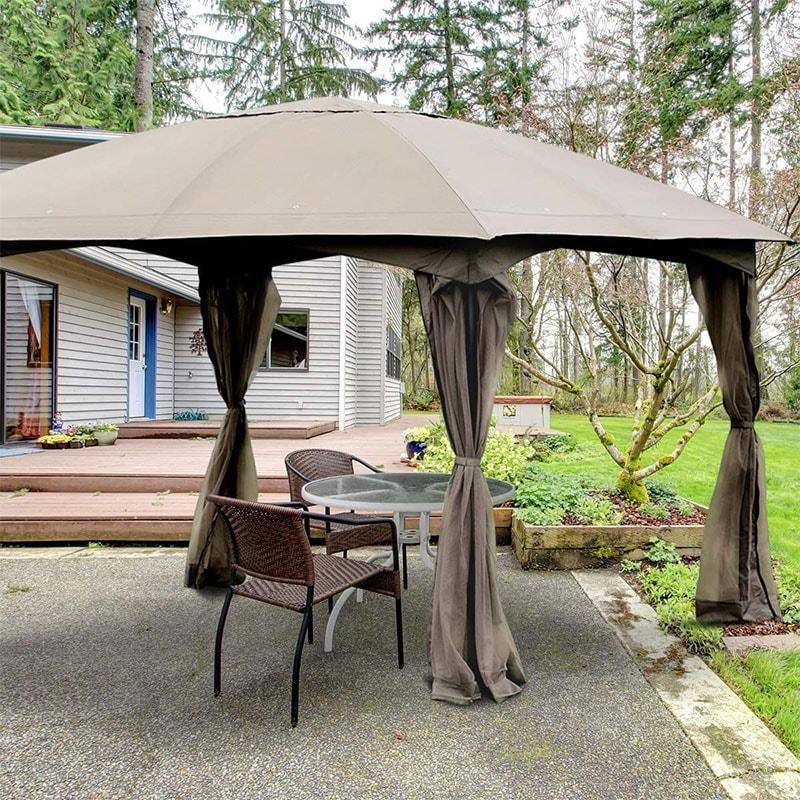 11.5' x 11.5' Fully Enclosed Outdoor Gazebo with Removable 4 Walls - Bestoutdor