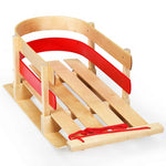 Kids Wooden Sled Outdoor Play Baby Snow Sled Pull Steering Slider with Solid Wood Seat