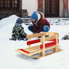 Kids Wooden Sled Outdoor Play Baby Snow Sled Pull Steering Slider with Solid Wood Seat