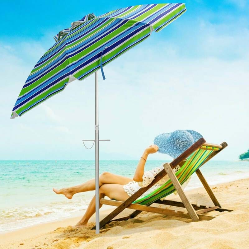 6.5 ft Beach Umbrella with Sand Anchor & Carrying Bag