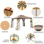 10' x 10' Patio Screw-free Structure Gazebo Canopy Tent - Bestoutdor