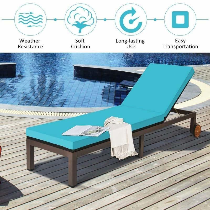 Outdoor Cushioned Rattan Chaise Lounger - Bestoutdor