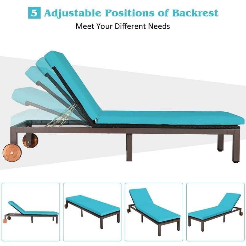 Outdoor Cushioned Rattan Chaise Lounger - Bestoutdor