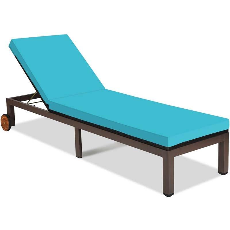 Outdoor Cushioned Rattan Chaise Lounger - Bestoutdor