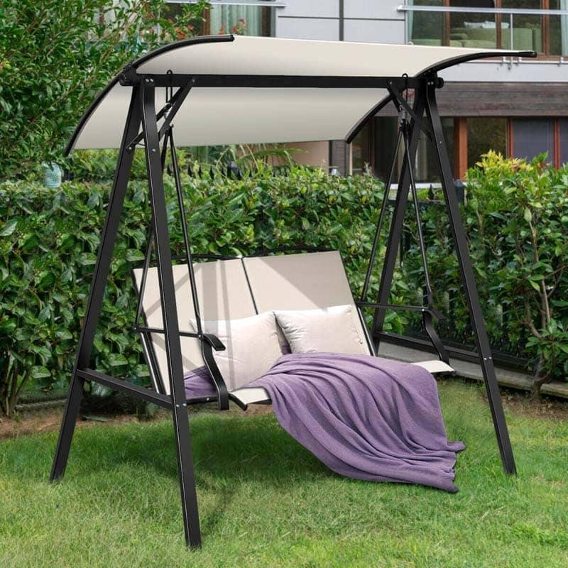 2 Person Patio Swing with Adjustable Canopy - Bestoutdor