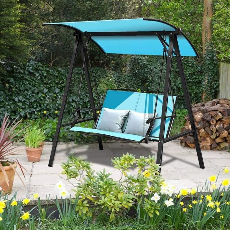 2 Person Patio Swing with Adjustable Canopy - Bestoutdor