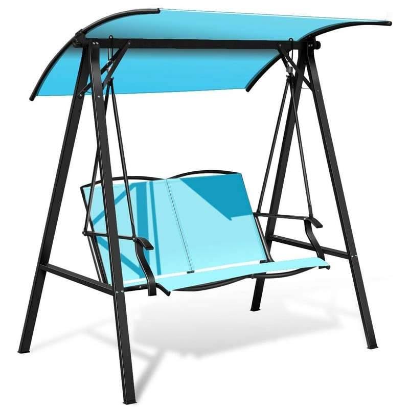 2 Person Patio Swing with Adjustable Canopy - Bestoutdor