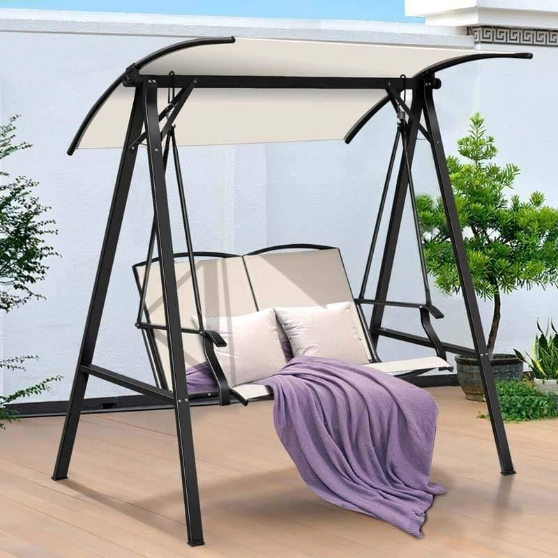 2 Person Patio Swing with Adjustable Canopy - Bestoutdor