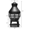 Patio Wood Burning Fire Pit Chimenea Heavy Duty Chiminea Outdoor Fireplace with 2-Piece Log Grate & 360° Wire Mesh for Garden Backyard