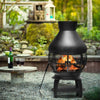 Patio Wood Burning Fire Pit Chimenea Heavy Duty Chiminea Outdoor Fireplace with 2-Piece Log Grate & 360° Wire Mesh for Garden Backyard