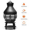 Patio Wood Burning Fire Pit Chimenea Heavy Duty Chiminea Outdoor Fireplace with 2-Piece Log Grate & 360° Wire Mesh for Garden Backyard