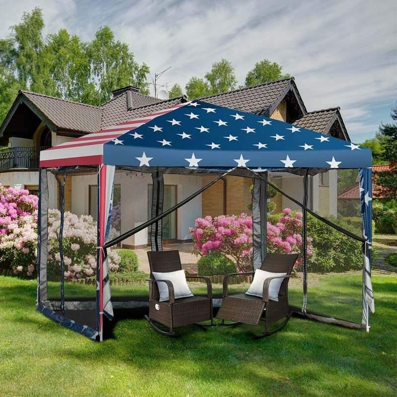 10’ x 10’ Pop-up Canopy Tent Flag Style - Bestoutdor