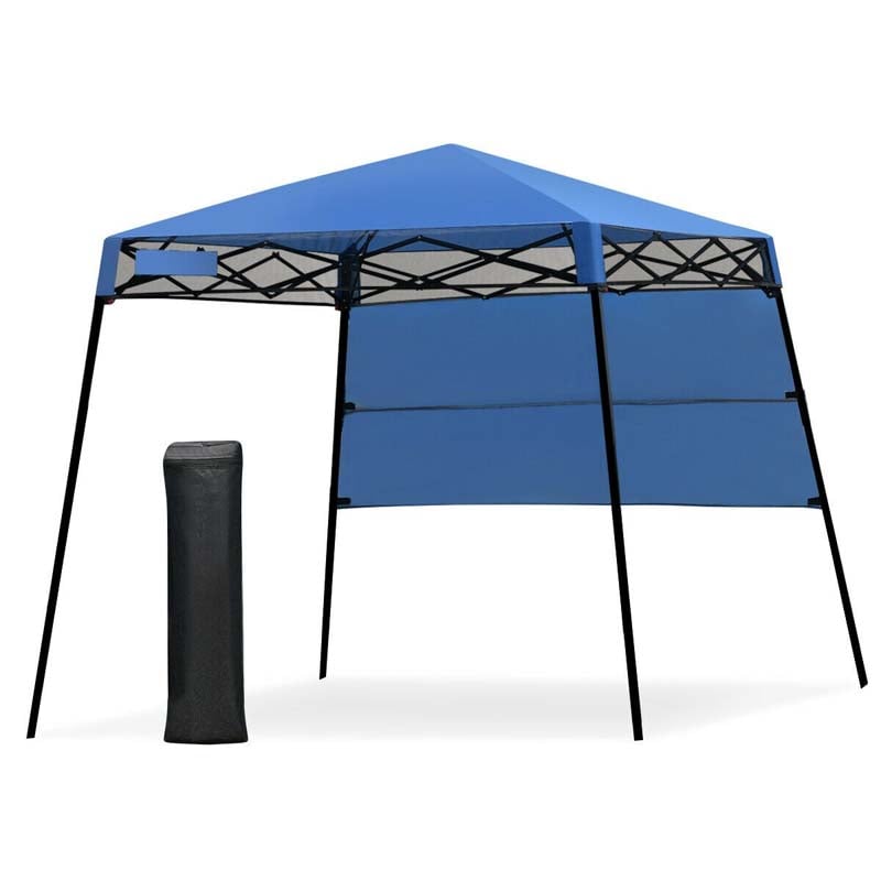 7 x 7 FT Slant Leg Pop Up Canopy Tent Portable Canopy Tent Backpack Canopy with Carry Bag & 4 Stakes