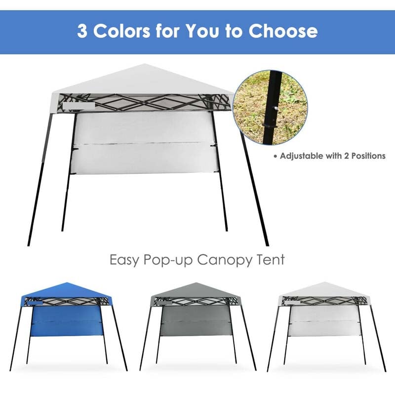 7 x 7 FT Slant Leg Pop Up Canopy Tent Portable Canopy Tent Backpack Canopy with Carry Bag & 4 Stakes