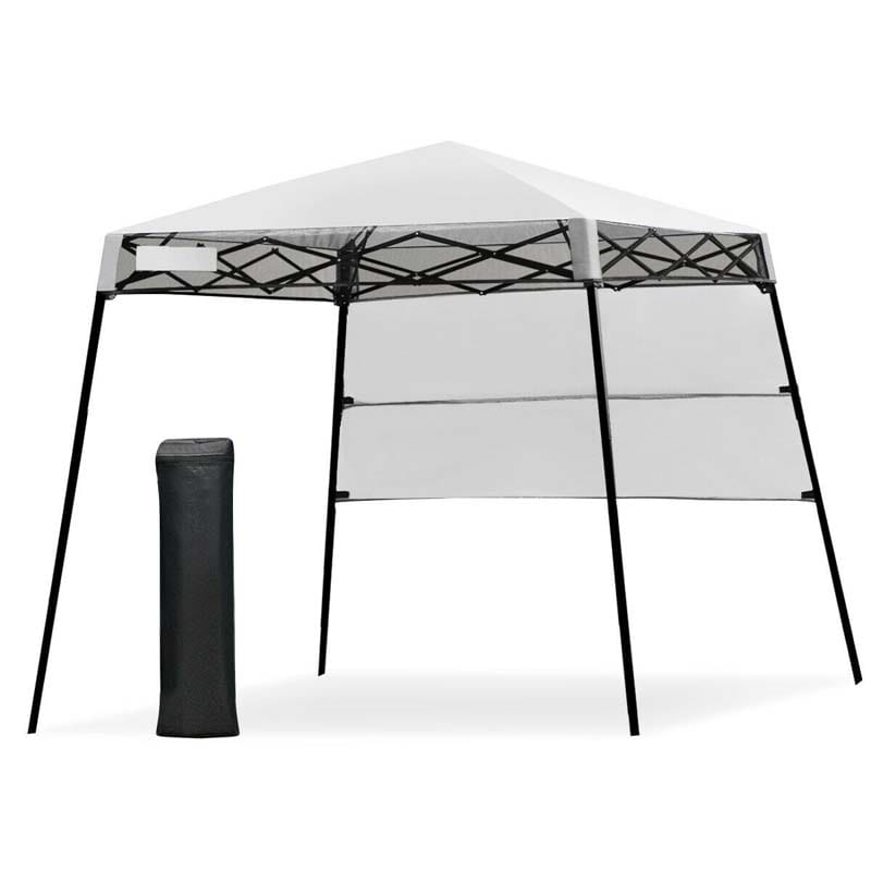 7 x 7 FT Slant Leg Pop Up Canopy Tent Portable Canopy Tent Backpack Canopy with Carry Bag & 4 Stakes