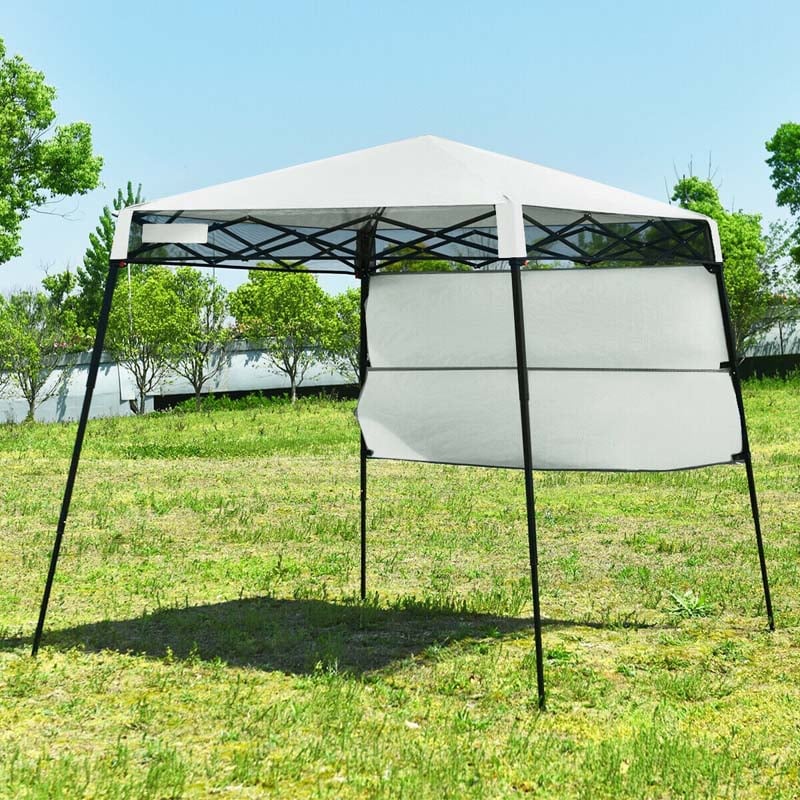 7 x 7 FT Slant Leg Pop Up Canopy Tent Portable Canopy Tent Backpack Canopy with Carry Bag & 4 Stakes