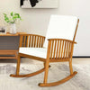 Acacia Wood Outdoor Rocking Chair Garden Patio Rocker with Detachable Back & Seat Cushions