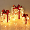 3PCS Christmas Lighted Gift Boxes Indoor Outdoor Xmas Decorative Boxes with 60 LED Lights & Waterproof Plug