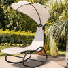 Patio Hanging Chaise Lounge Swing Lounge Chair with Removable Canopy