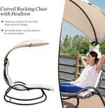 Patio Hanging Chaise Lounge Swing Lounge Chair with Removable Canopy